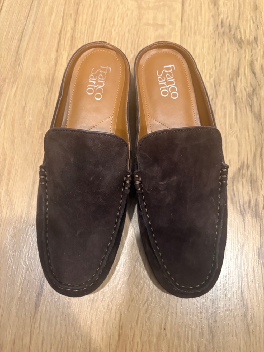 Franco Sarto Dark Brown Suede Slip-On Loafers